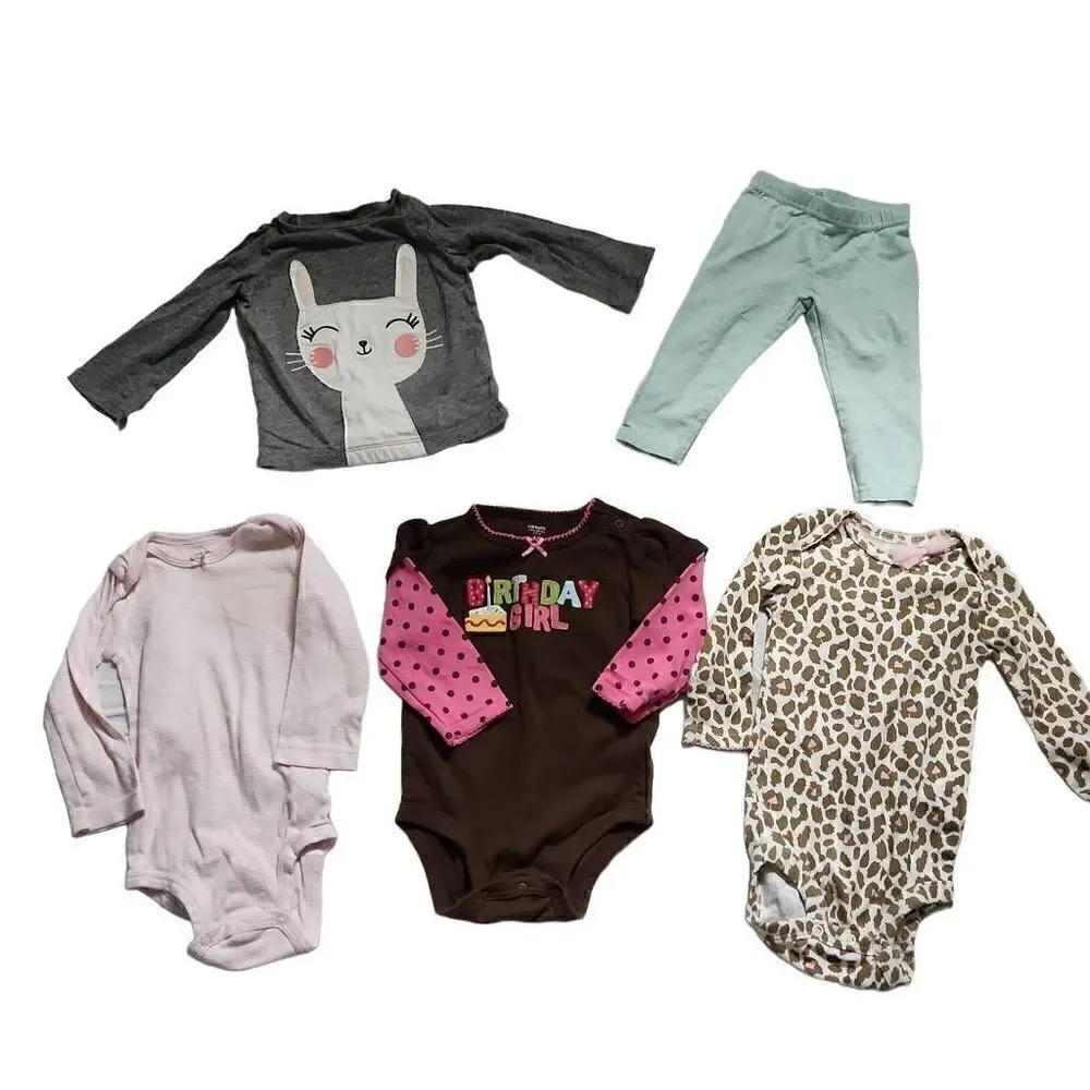 Baby Girl Sz 12M Lot of 5 Pajamas Top & Bottom